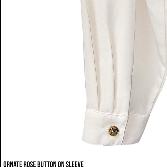 Kathy Cho Women's New Long Sleeve Floral Gold Embroidery Dress Blouse - Picture 5 of 16